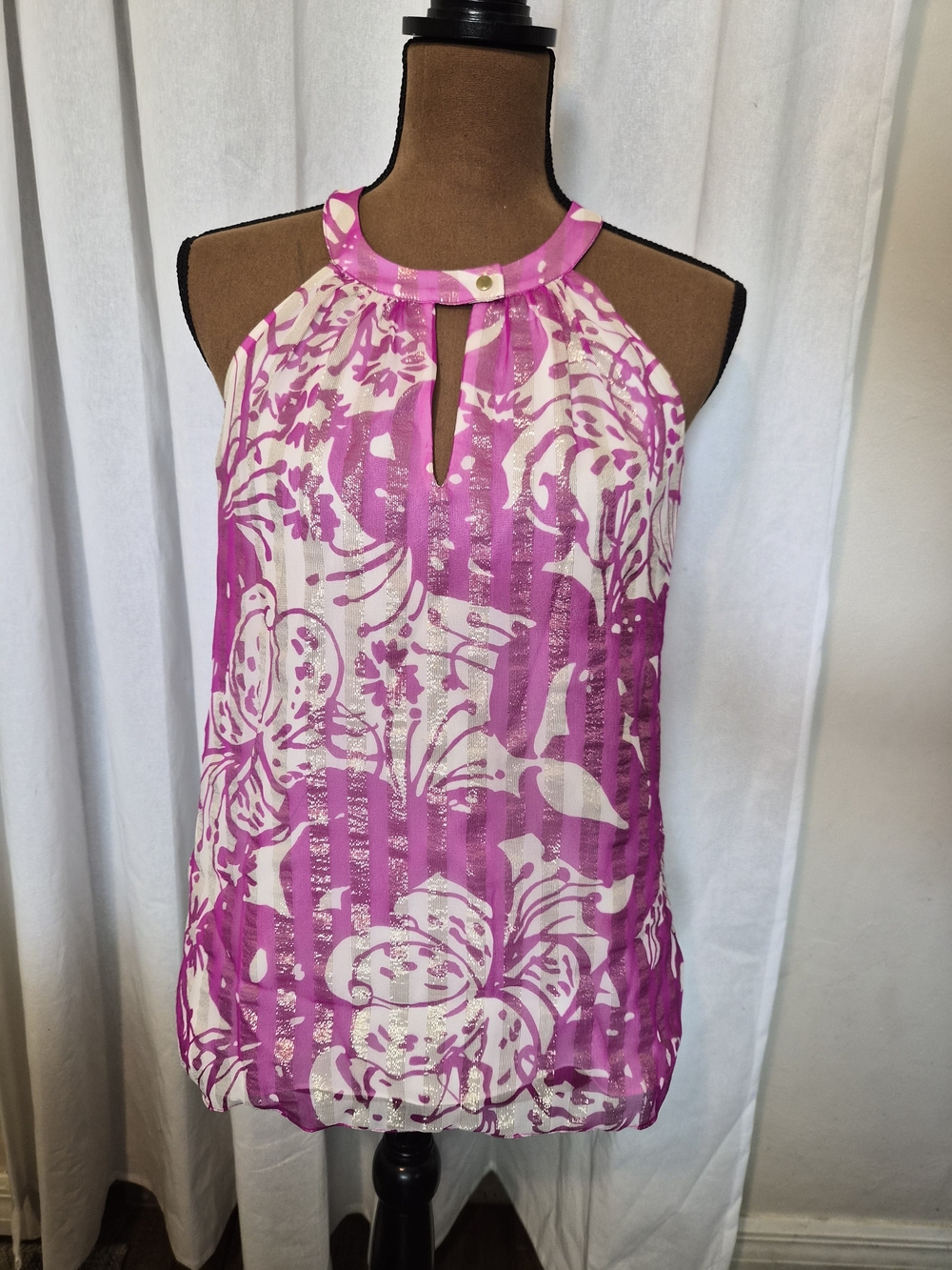 Lilly Pulitzer Pink & White Floral Halter Camisole